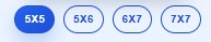 Grid selectors showing 5x5, 5x6, 6x7, and 7x7 options
